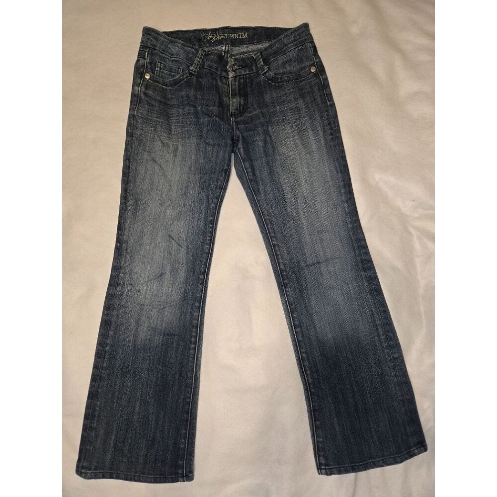 Bisou‎ Bisou Bootcut Y2K Jeans 27 Waist Silver Back Pocket Embroidery